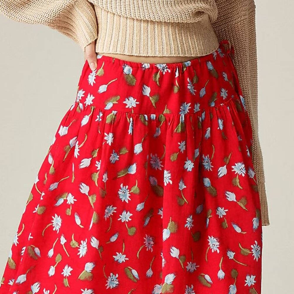 J. Crew Side-tie skirt in ramie Tall XL - Picture 4 of 11